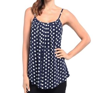 Bepei Blue And White Polka Dot Sleeveless Top Size 2XL